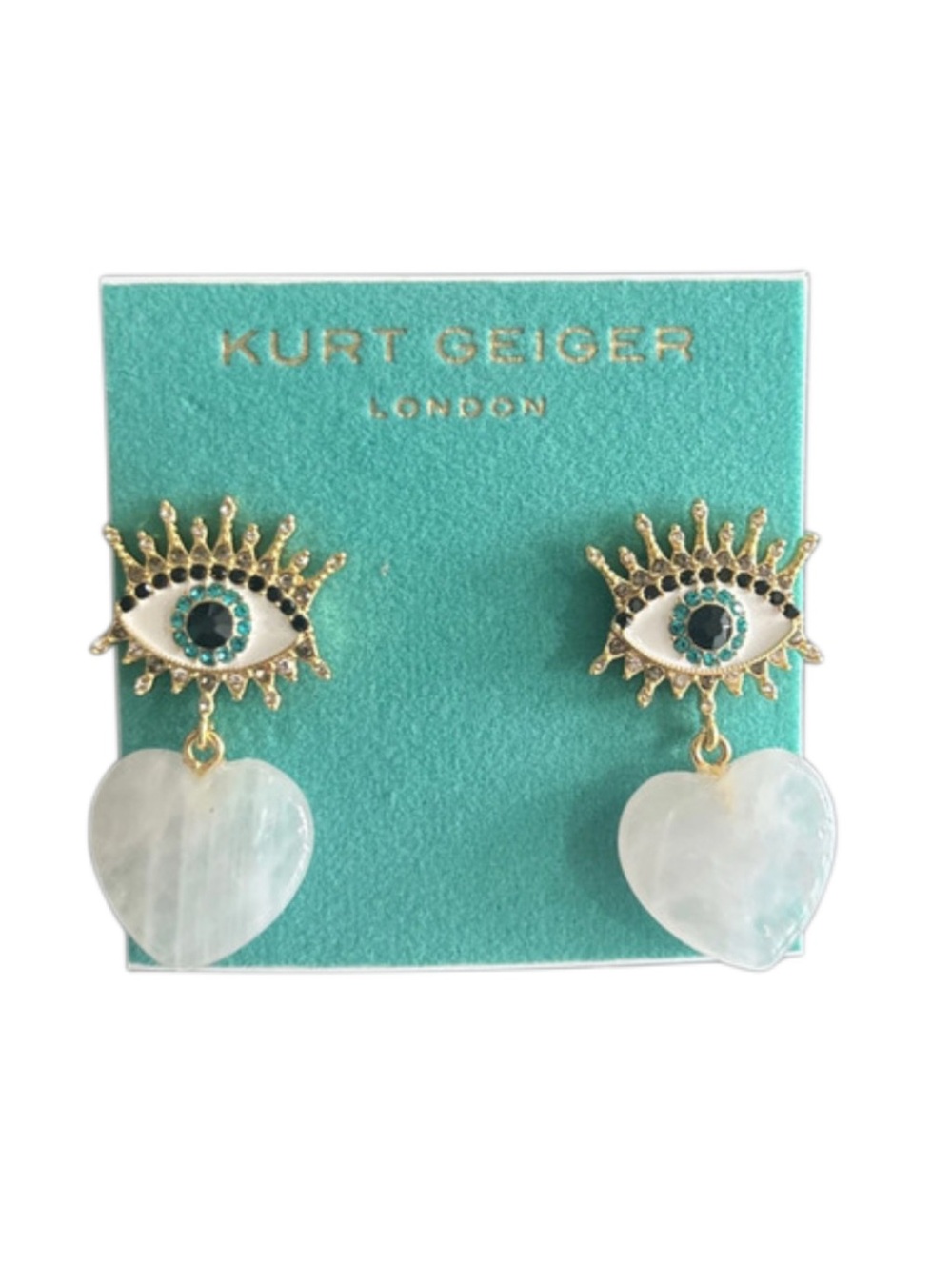 Kurt Geiger London Quartz Heart Evil Eye Drop Earrings